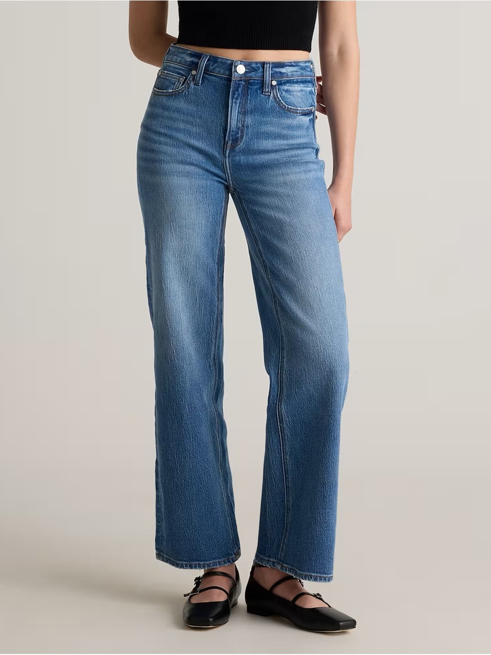 NWT Quince Bella Stretch Relaxed Straight Leg Jeans Denim High Waist Size 28
